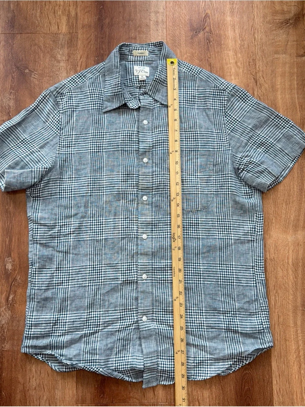 J. Crew 100% Linen Shirt Men’s M Blue Glenn Plaid Short-Sleeve Button-Up Beach